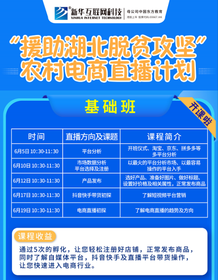 新華云課堂助力湖北脫貧攻堅開展農(nóng)村電商免費(fèi)直播課