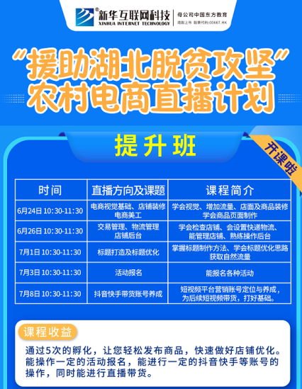 新華云課堂助力湖北脫貧攻堅開展農(nóng)村電商免費(fèi)直播課